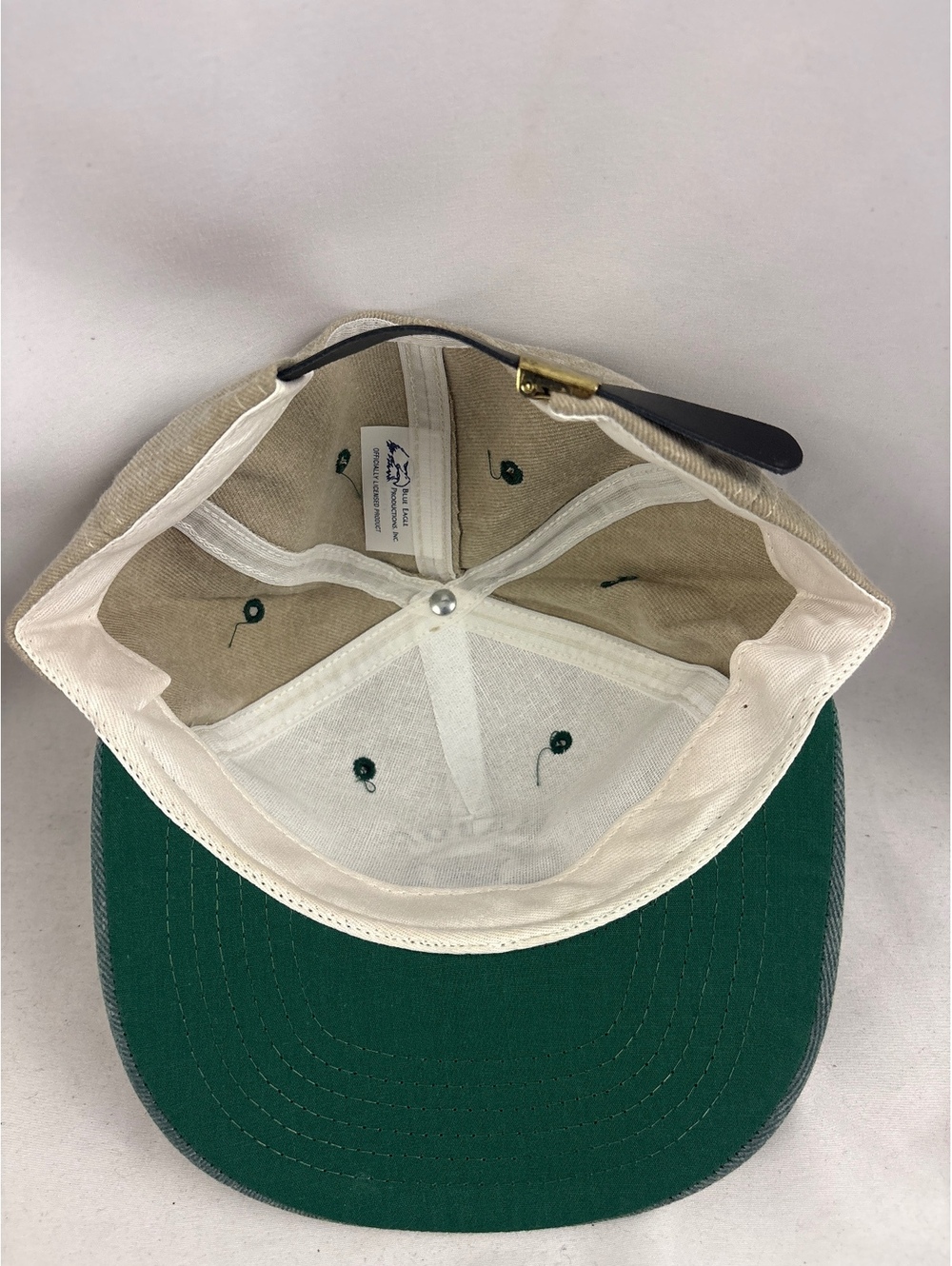 Vintage Cadillac Strapback Taupe Beige and Green Adjustable Baseball Hat Cap - Picture 6 of 7